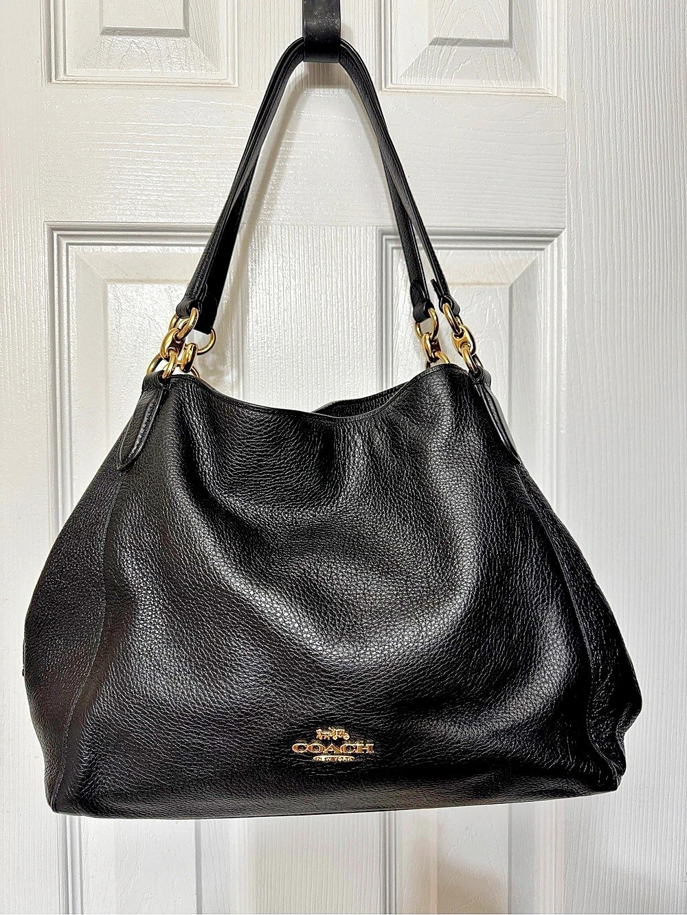 Coach “Hallie” Leather Black Shoulder Bag